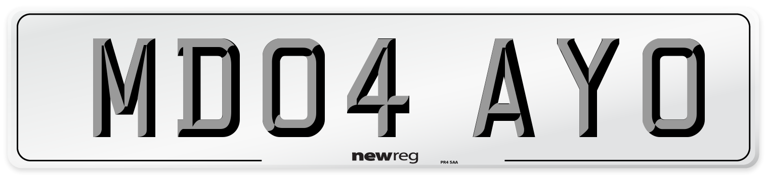 MD04 AYO Number Plate from New Reg